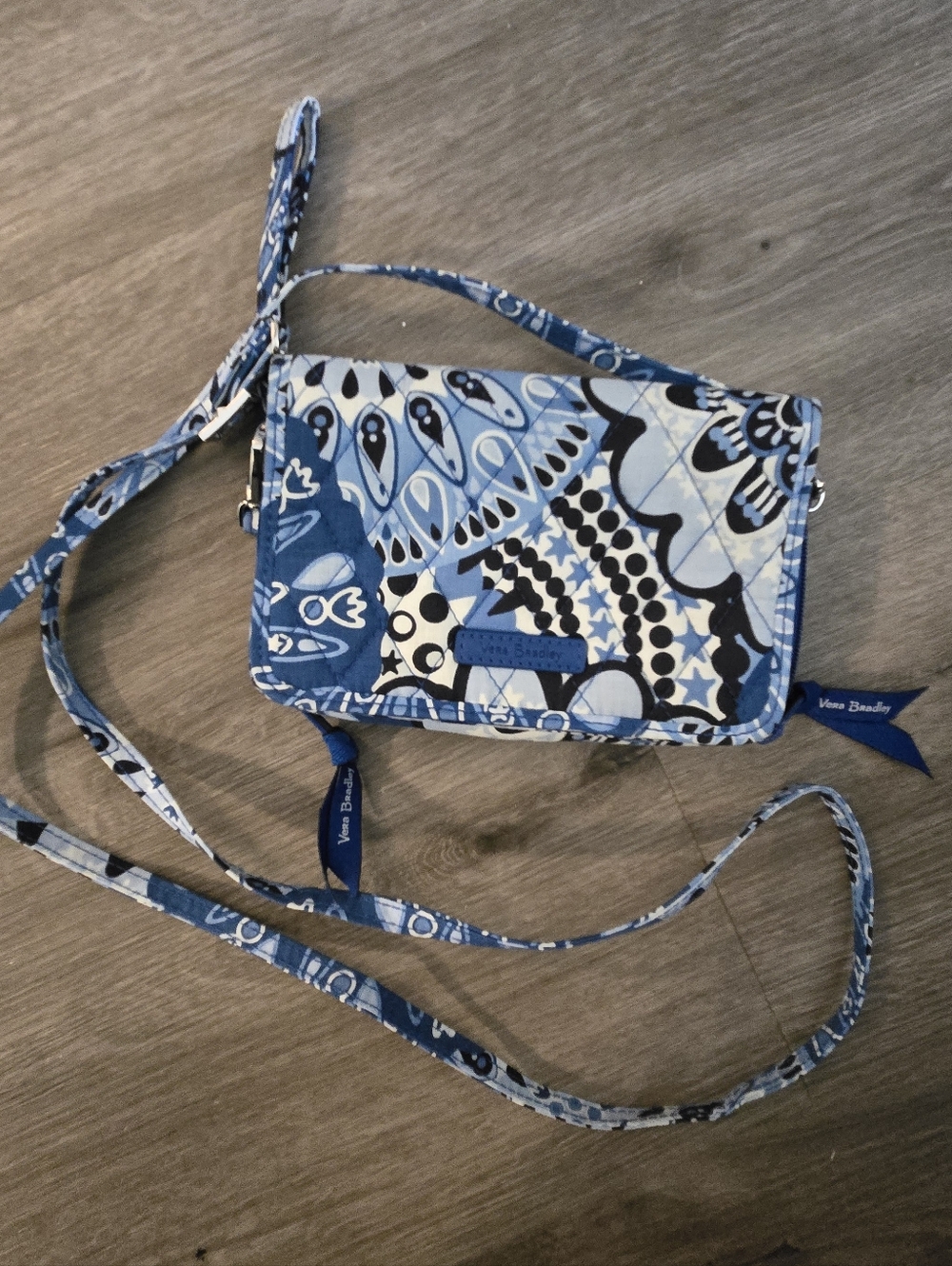 Vera Bradley Blue and White Quilted Paisley Crossbody